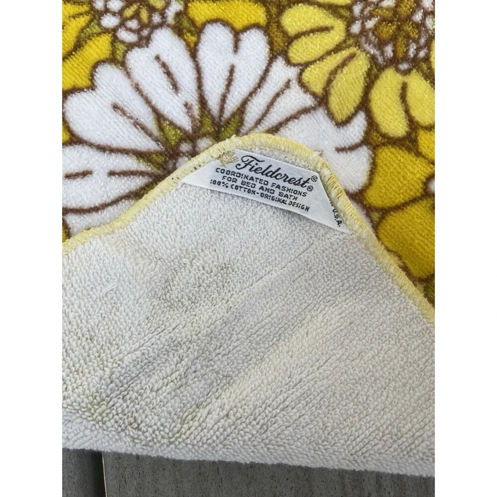 VTG 70s Floral Bath Towel Set Cannon Fieldcrest Dundee USA Cotton Fringe MCM